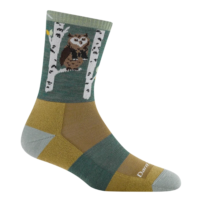 Women's Critter Club Micro Crew Lightweight Hiking Sock - Owl Green