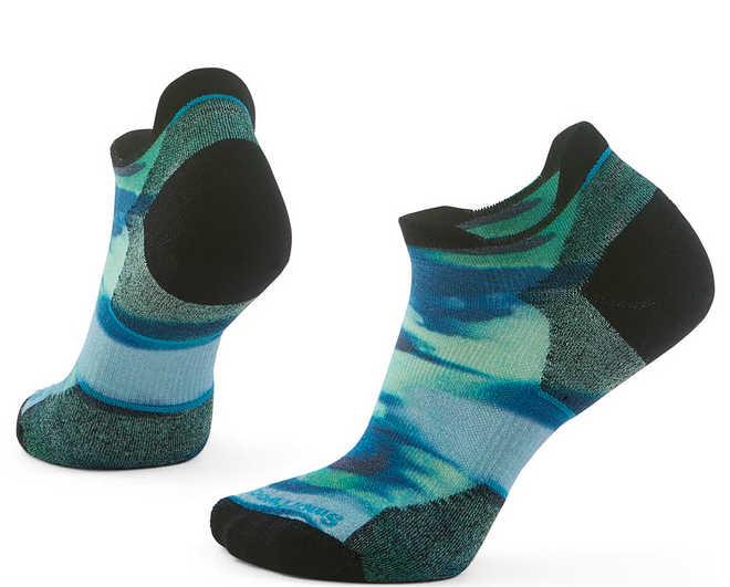 Women's Run Targeted Cushion Brush Print Low Ankle Sock - Frosty Green
