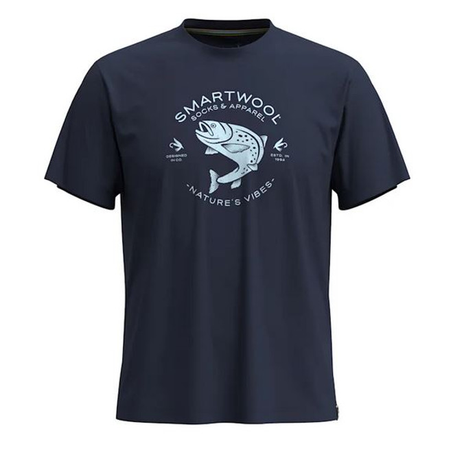 Men's Trout Fishing Short Sleeve Graphic Tee - Deep Navy