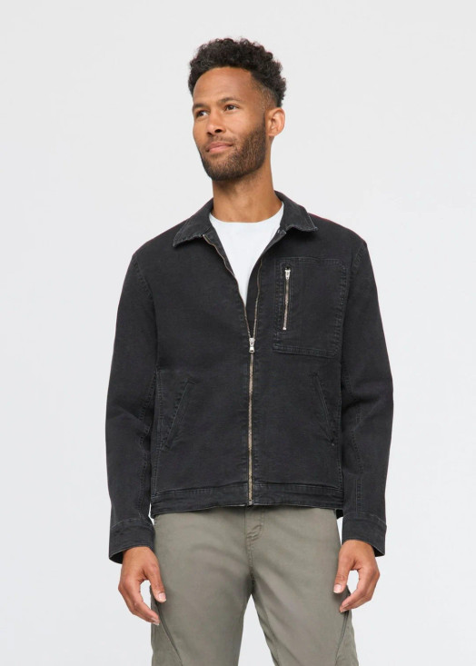 Men's Stretch Canvas Utility Jacket - Black