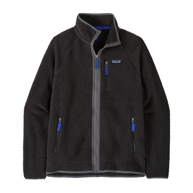 Men's Retro Pile Jacket  - Black with  Forge Grey