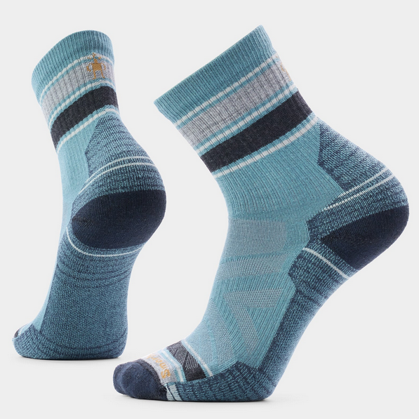 M Hike Light Cushion Striped Mid Crew Socks - Dusty Teal