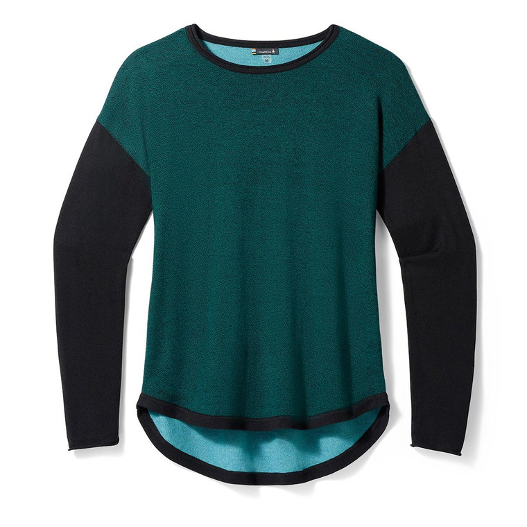 Women's Shadow Pine Color Block Sweater - Emerald Black Marl