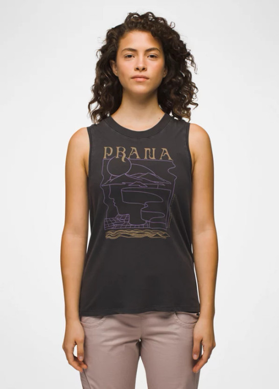 Women's Everyday Vintage-Washed Graphic Tank - Charcoal Mindscape
