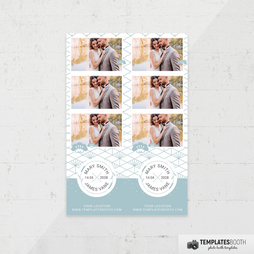 Blue Pattern Wedding 2x6 3 Images Double - TemplatesBooth