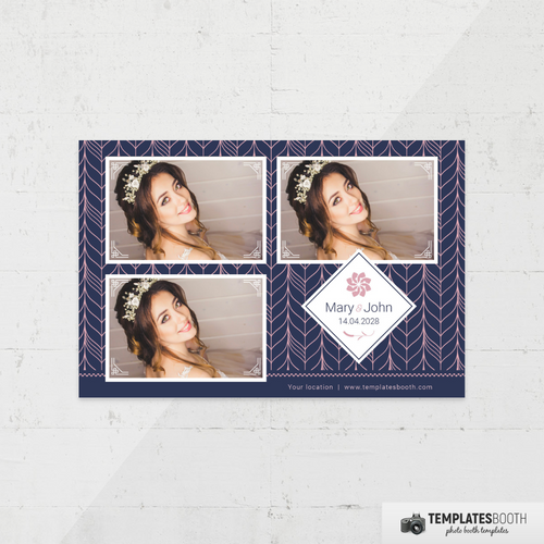 Navy Pink Pattern Wedding 4x6 3 Images A - TemplatesBooth