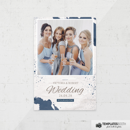 Navy Watercolor Wedding 4x6 1 Image A - TemplatesBooth