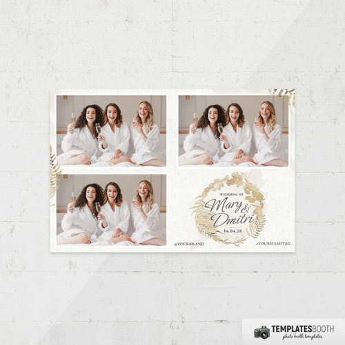 Minimalist Golden Floral Wedding 4x6 3 Images A - TemplatesBooth