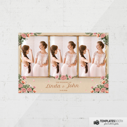 Floral Rustic Style Wedding 4x6 3 Images B - TemplatesBooth