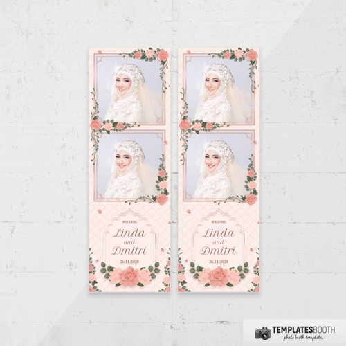 Pink Flower Islamic Wedding 2x6 2 Images A - TemplatesBooth