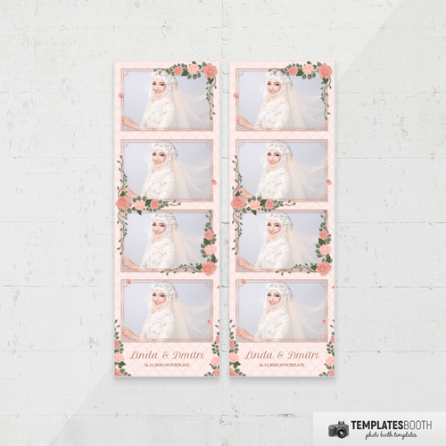 Pink Flower Islamic Wedding 2x6 4 Images A - TemplatesBooth