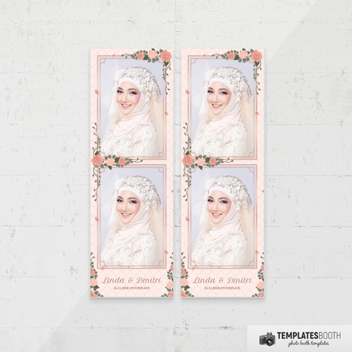 Pink Flower Islamic Wedding 2x6 2 Images B - TemplatesBooth