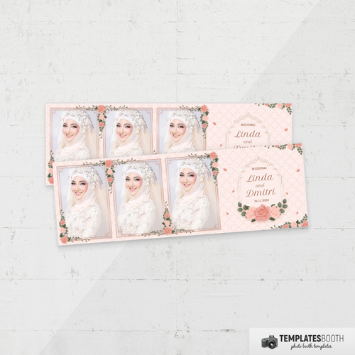 Pink Flower Islamic Wedding 2x6 3 Images C - TemplatesBooth