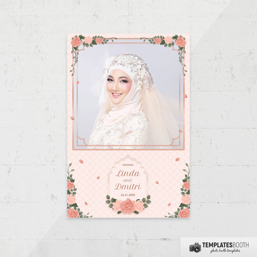 Pink Flower Islamic Wedding 4x6 1 Image A - TemplatesBooth