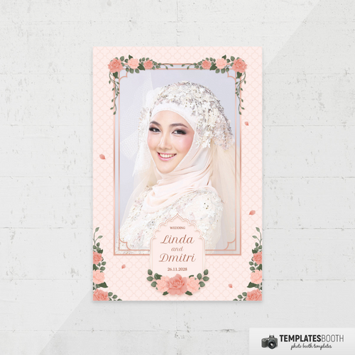 Pink Flower Islamic Wedding 4x6 1 Image B - TemplatesBooth