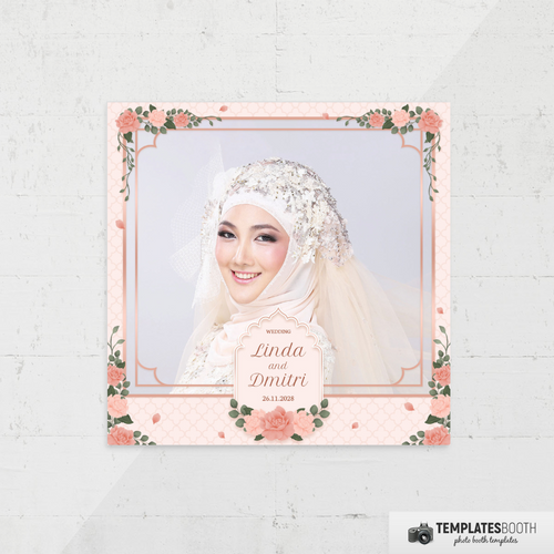 Pink Flower Islamic Wedding 5x5 1 Image A - TemplatesBooth