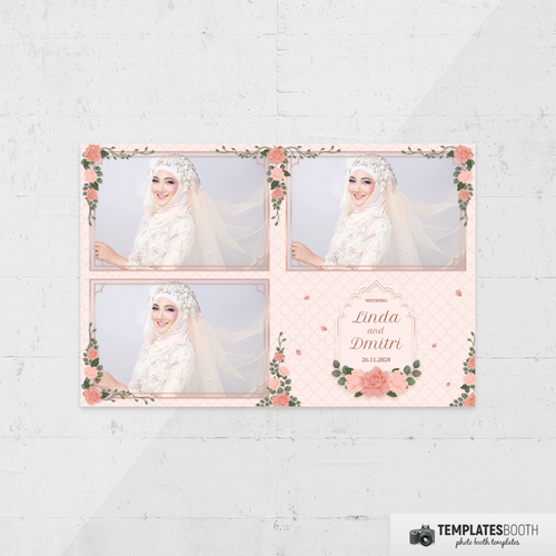 Pink Flower Islamic Wedding 4x6 3 Images A - TemplatesBooth