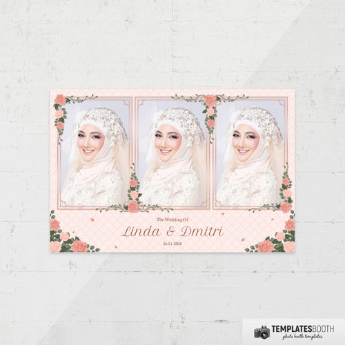 Pink Flower Islamic Wedding 4x6 3 Images B - TemplatesBooth