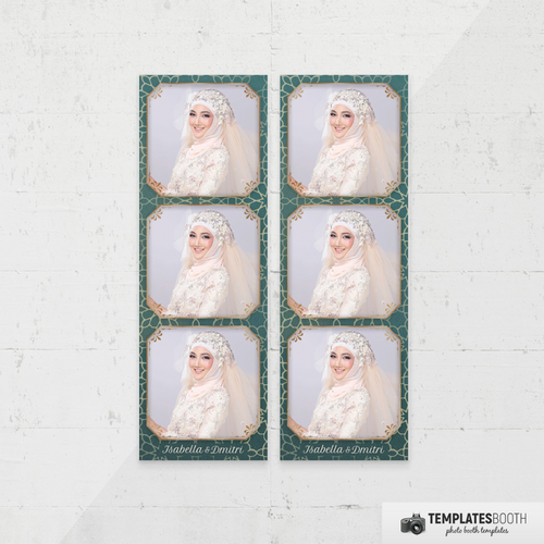 Golden Green Islamic Wedding 2x6 3 Images A - TemplatesBooth