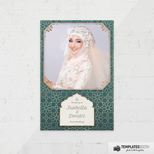 Golden Green Islamic Wedding 4x6 1 Image A - TemplatesBooth