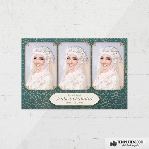 Golden Green Islamic Wedding 4x6 3 Images B - TemplatesBooth