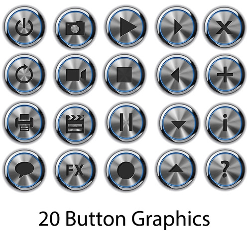 20 Elevator Style Button Graphics for Screen Templates (Blue)