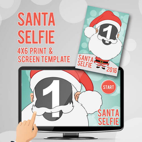 Santa Selfie 4x6 Print and Screen Template Bundle