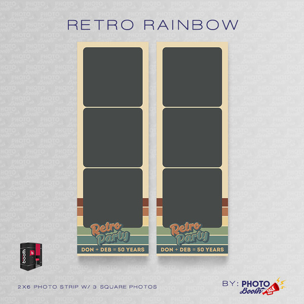 Retro Rainbow Square 2x6 3 Images - CI Creative
