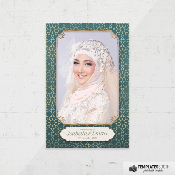 Golden Green Islamic Wedding 4x6 1 Image B - TemplatesBooth