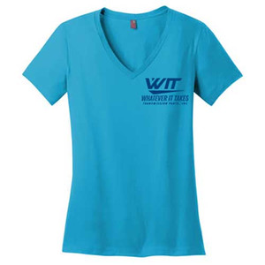 Glitter Film WIT Brand Blue Women's V-Neck