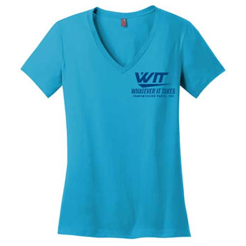 Glitter Film WIT Brand Blue Women's V-Neck