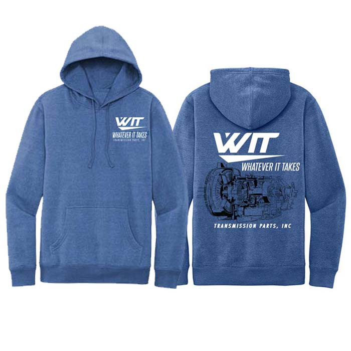Glitter Foil WIT Brand Blue Unisex Hoodie Front & Back