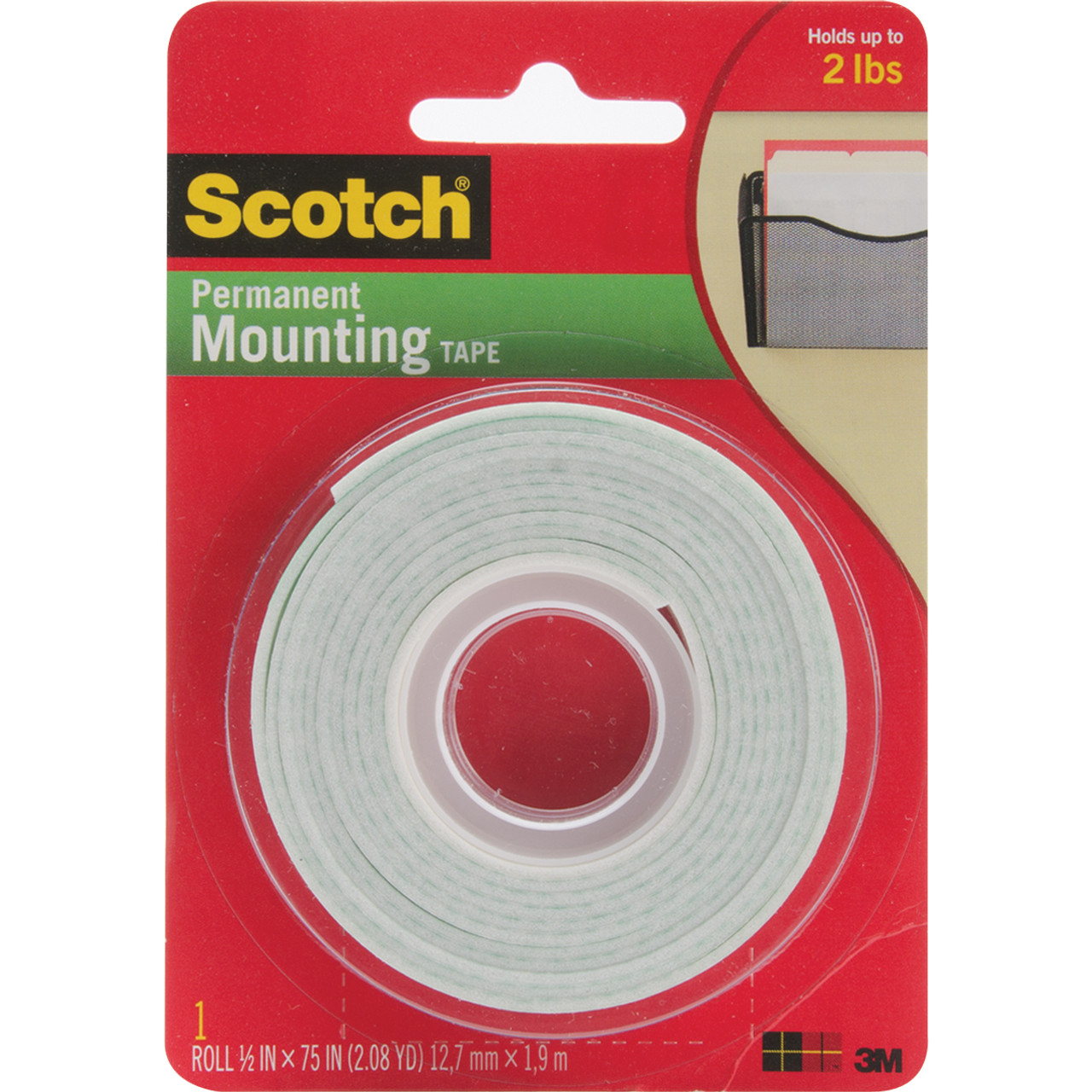 3M Scotch Precut Foam Mounting Squares Heavy Duty, 1 Inch, 16 Count