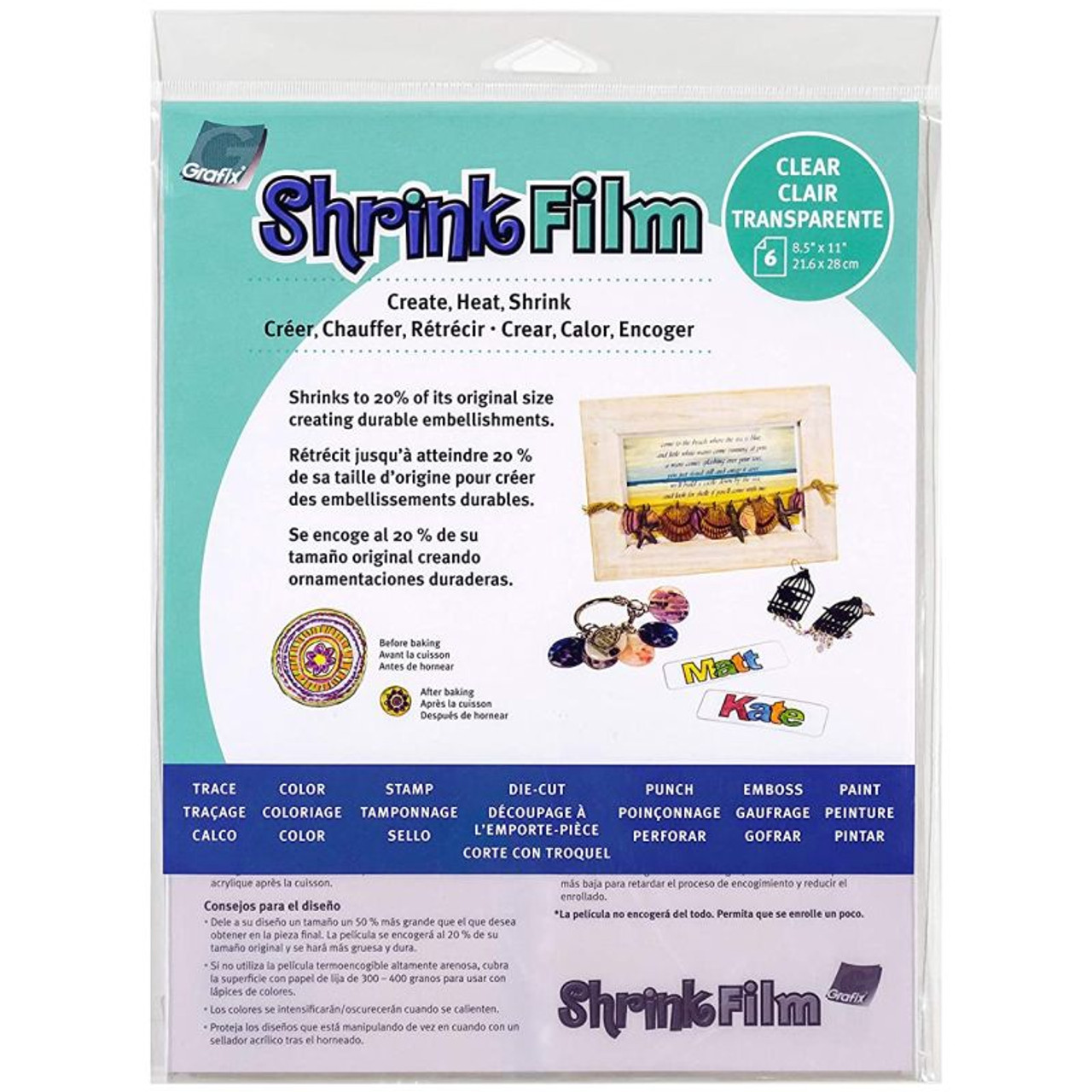 Grafix - Shrink Plastic CLEAR (8.5x11 - 6 sheets)
