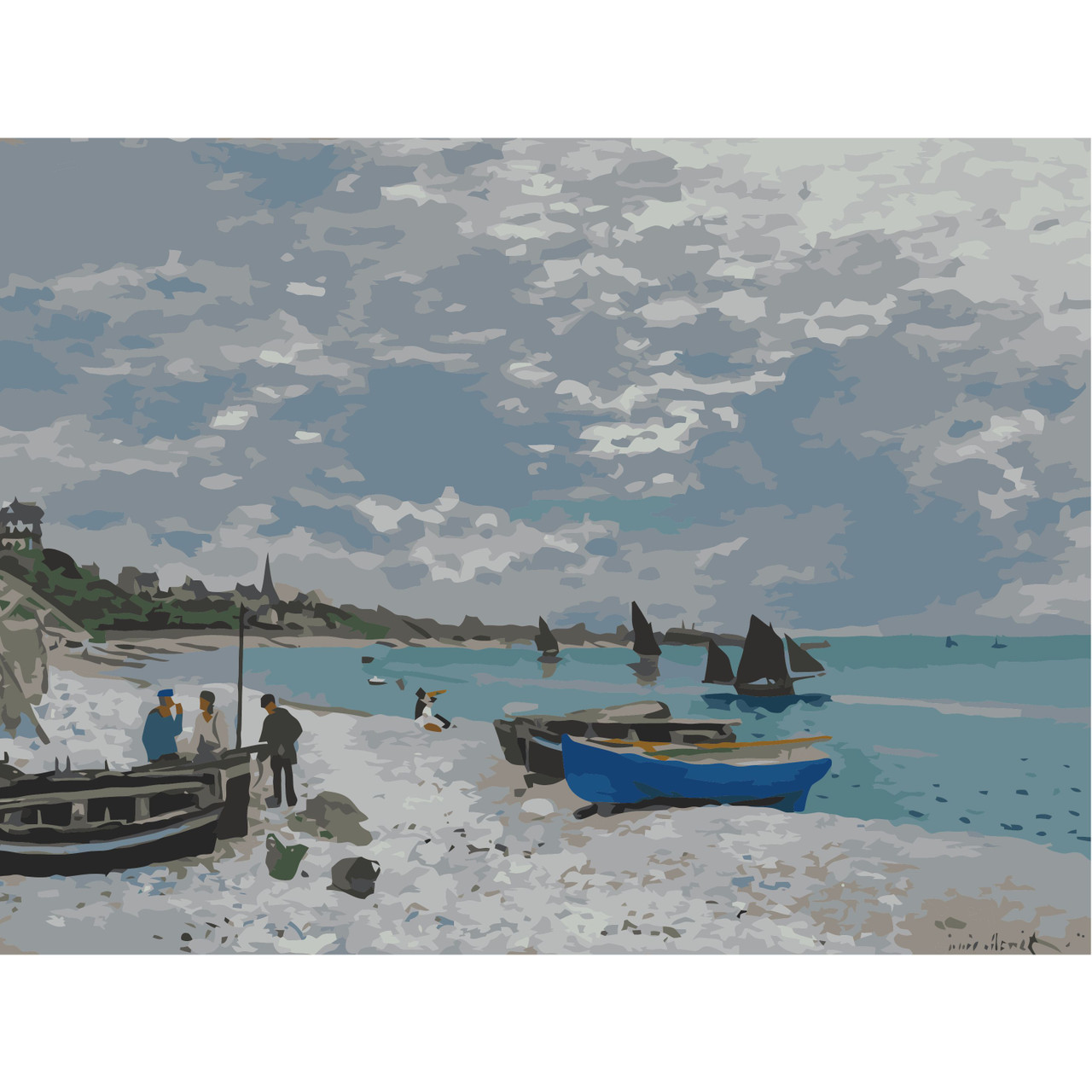 Monet's Masterpiece Remastered: The Beach at Sainte Adresse- Adults Paint  by Numbers Kit from California, USA