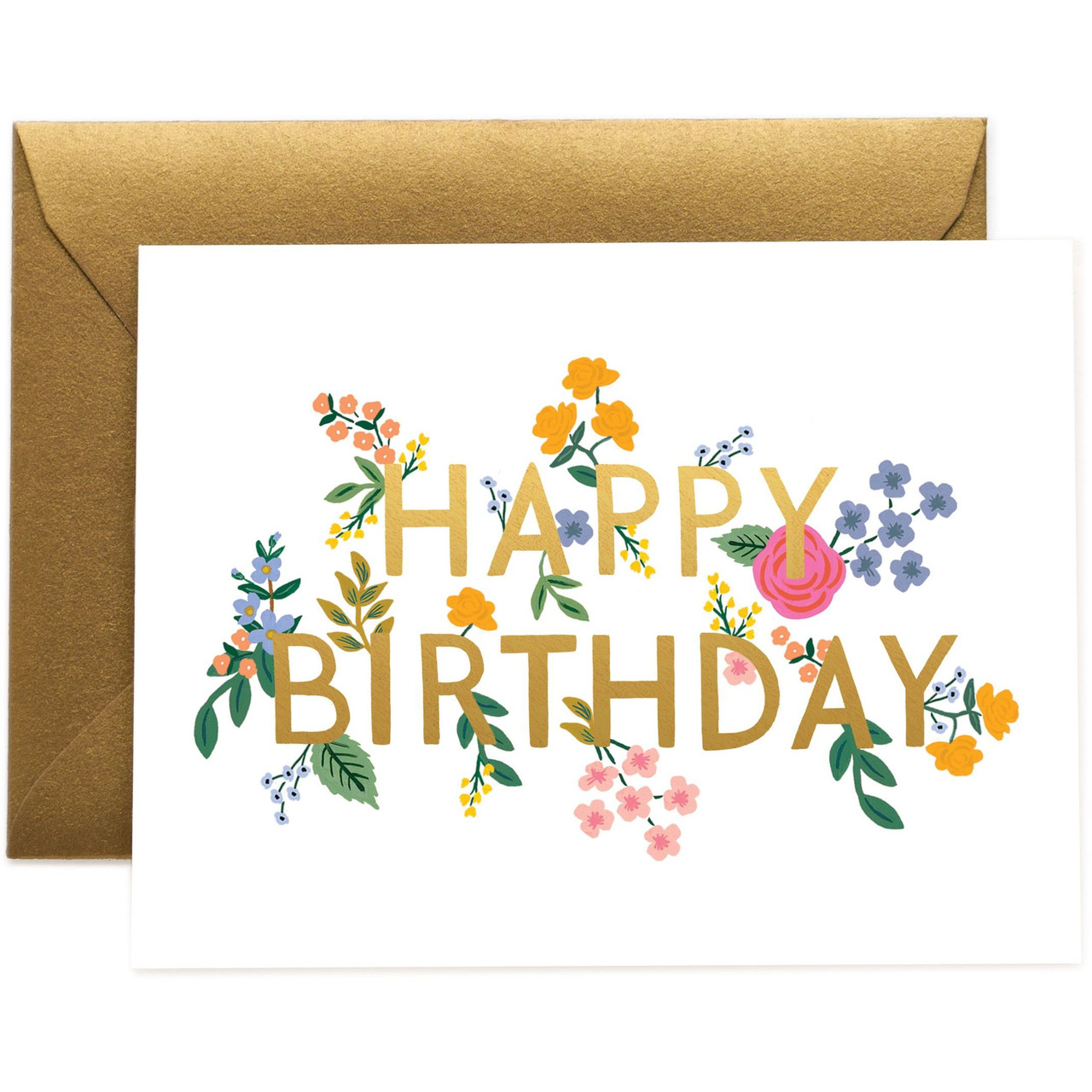 Happy Birthday Flowers Card FLAX art & design