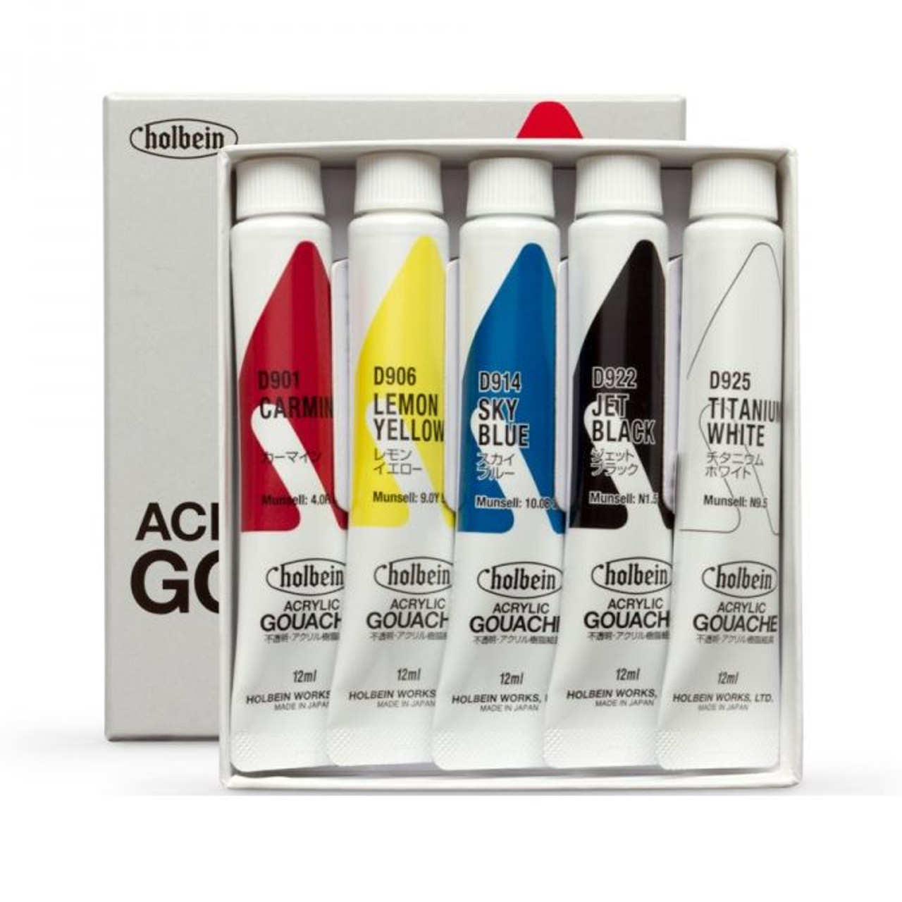 Holbein Artists' Gouache 5 x 15ml Primary Color Mixing Set