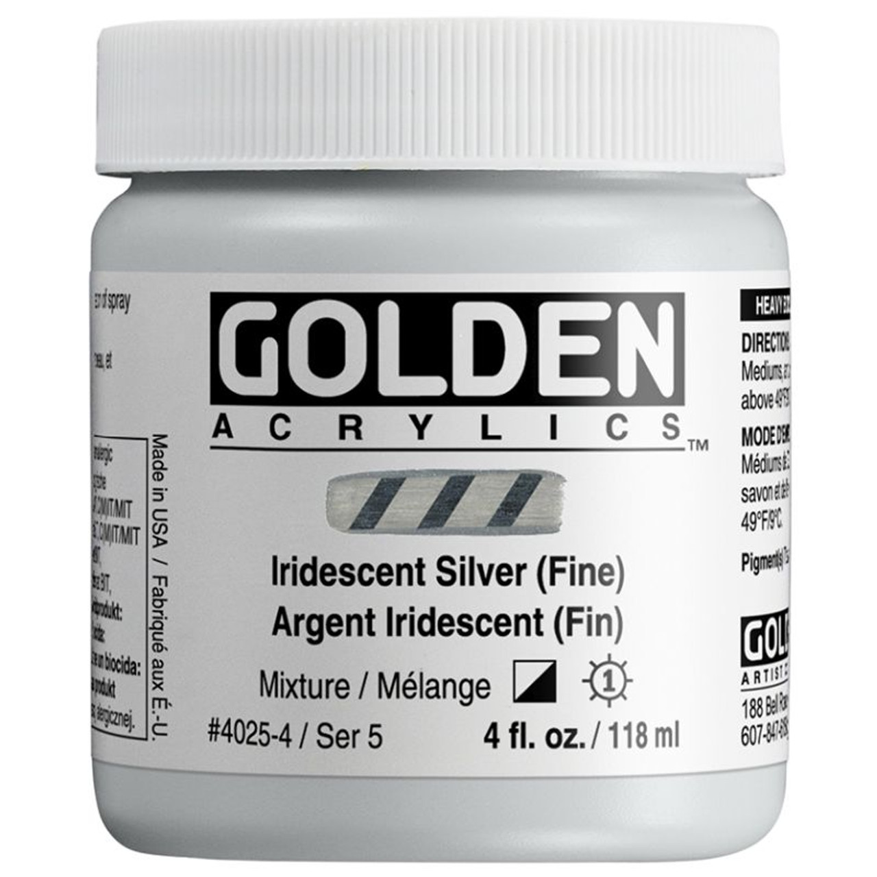 Golden Heavy Body Acrylic - Iridescent Silver (Fine) 2 oz.