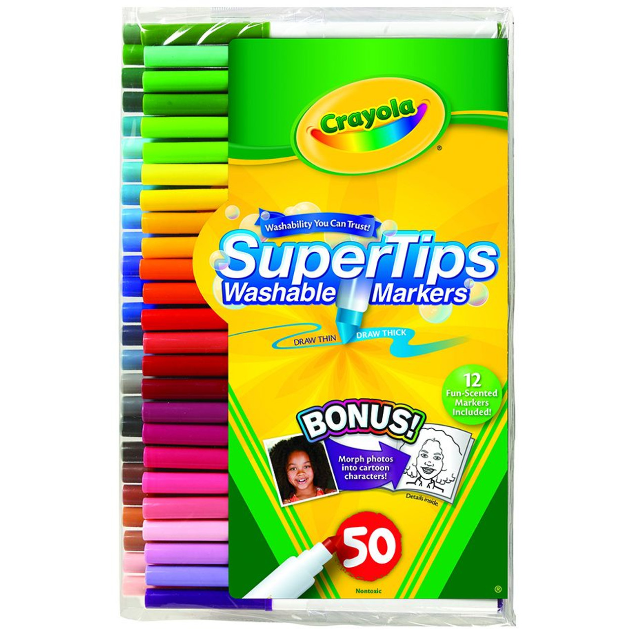 Crayola Washable Markers, Nontoxic, Super Tips - 20 markers