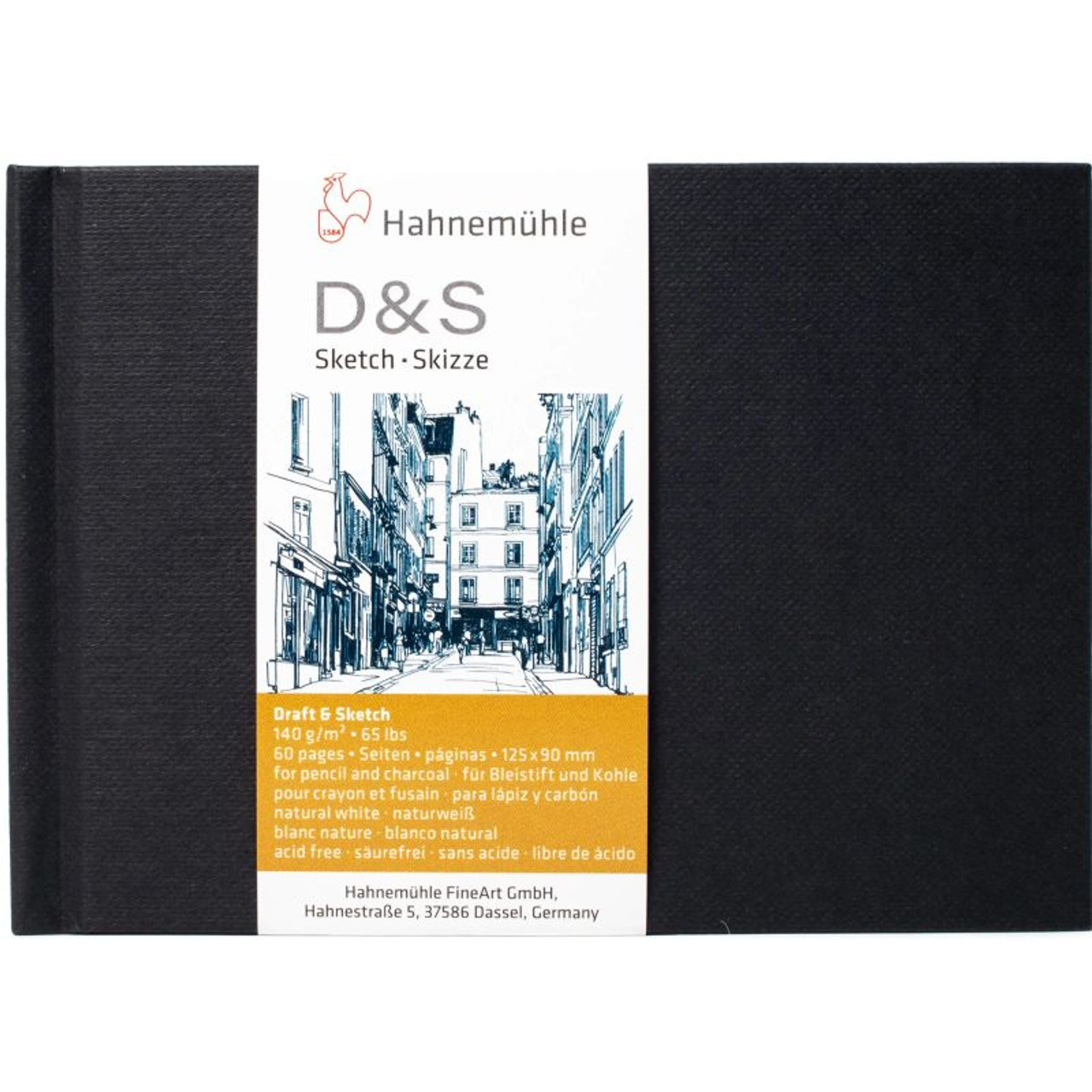 Hahnemuhle Sketch Book D & S, 140gsm Book, Black with Stitched Binding, A6 Portrait