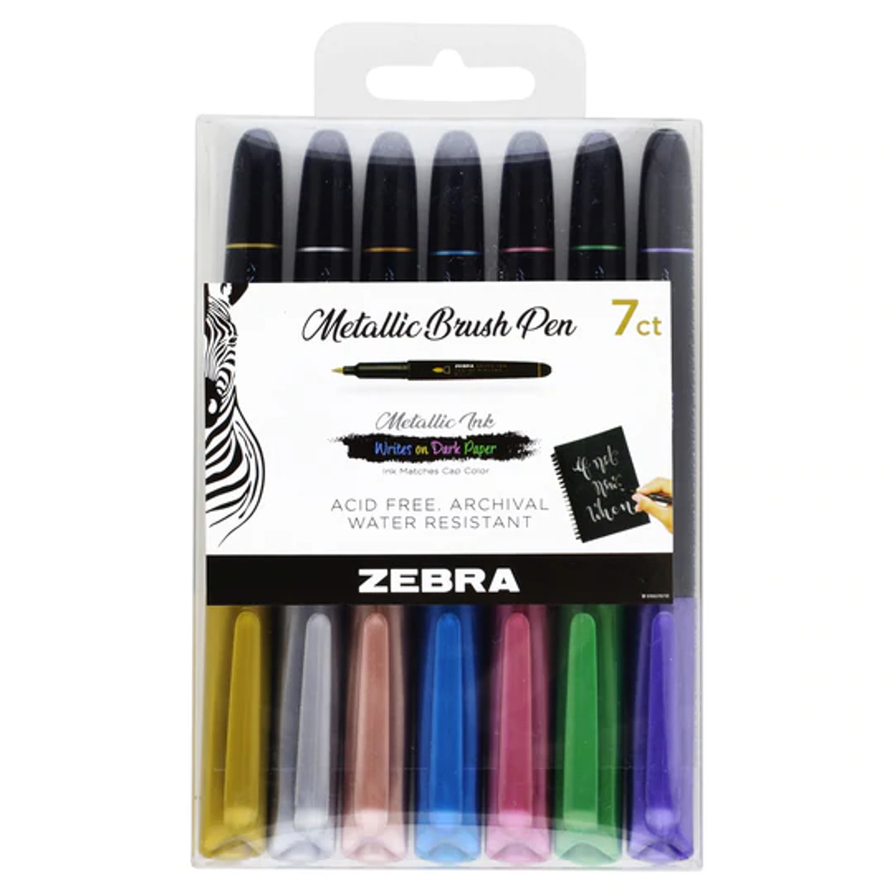 Zebra Metallic Brush Pens and set of 7