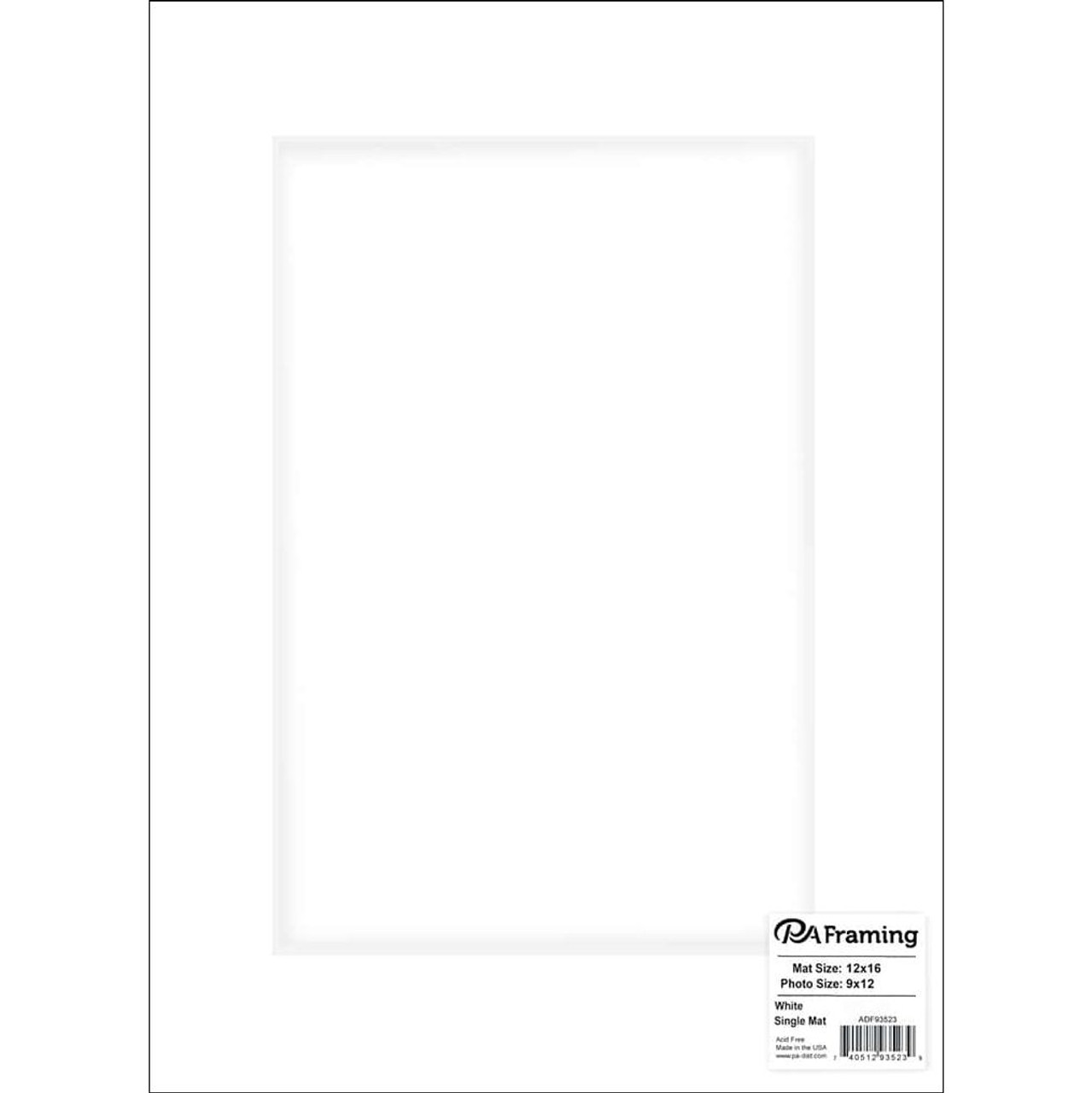 White Pre-Cut Mat, 12 x 16/9 x 12 - FLAX art & design