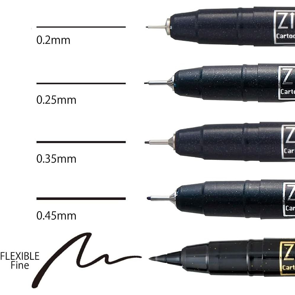 Zig Mangaka Pens, Set of 5 - FLAX art & design