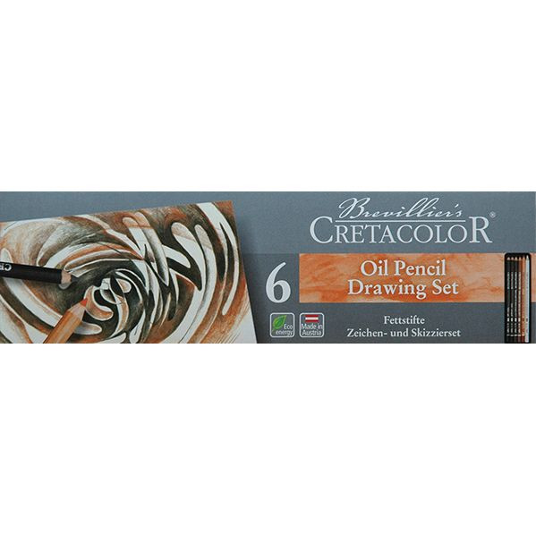 Cretacolor Oil Pencil Drawing Set Of 6 - Tin Box Set For Artists & Sketching