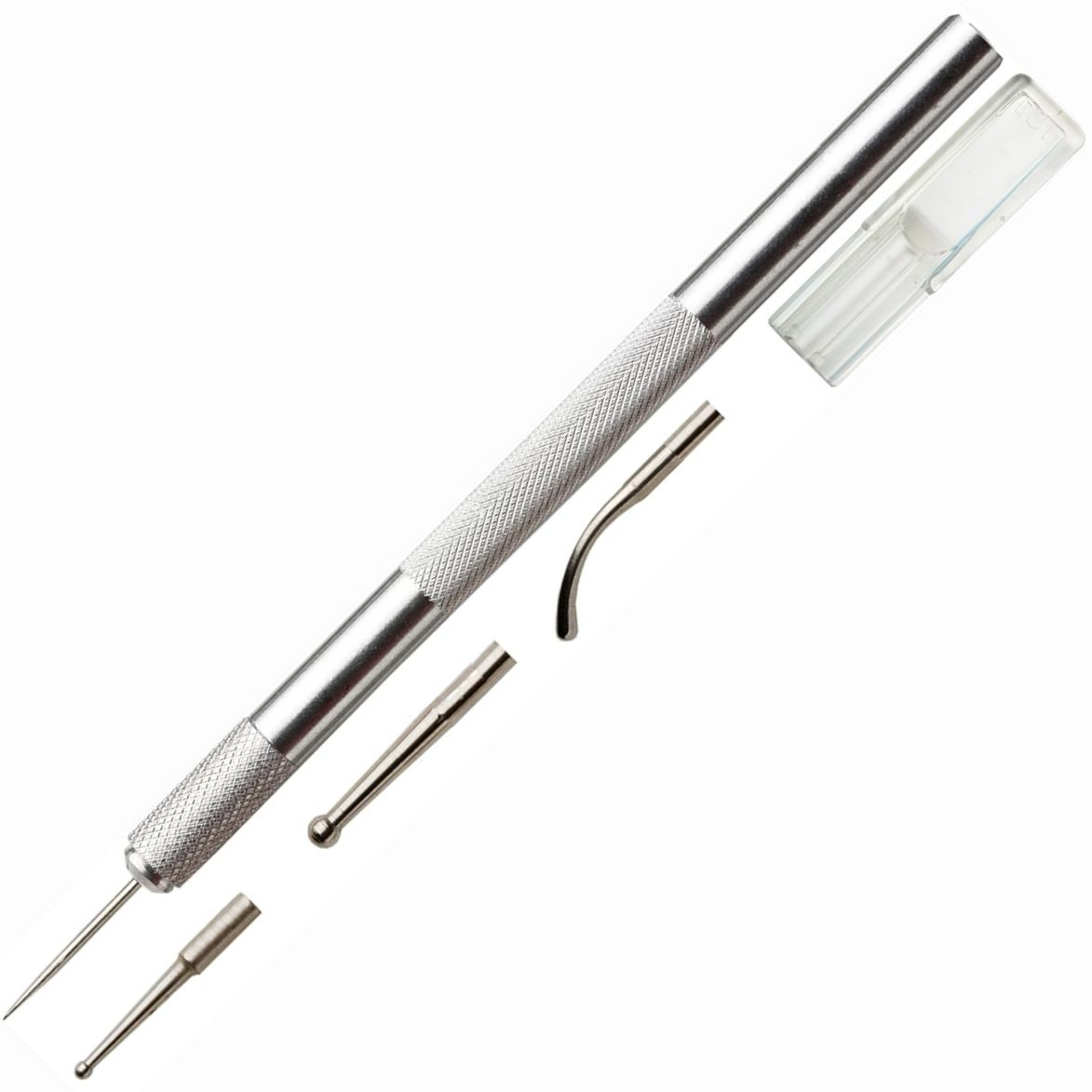 thumbnail: Excel Burnishing Set Zilver - Precisie Tool Met 4 Verwisselbare Tips Voor Leer, Papier, Hout En Kunst