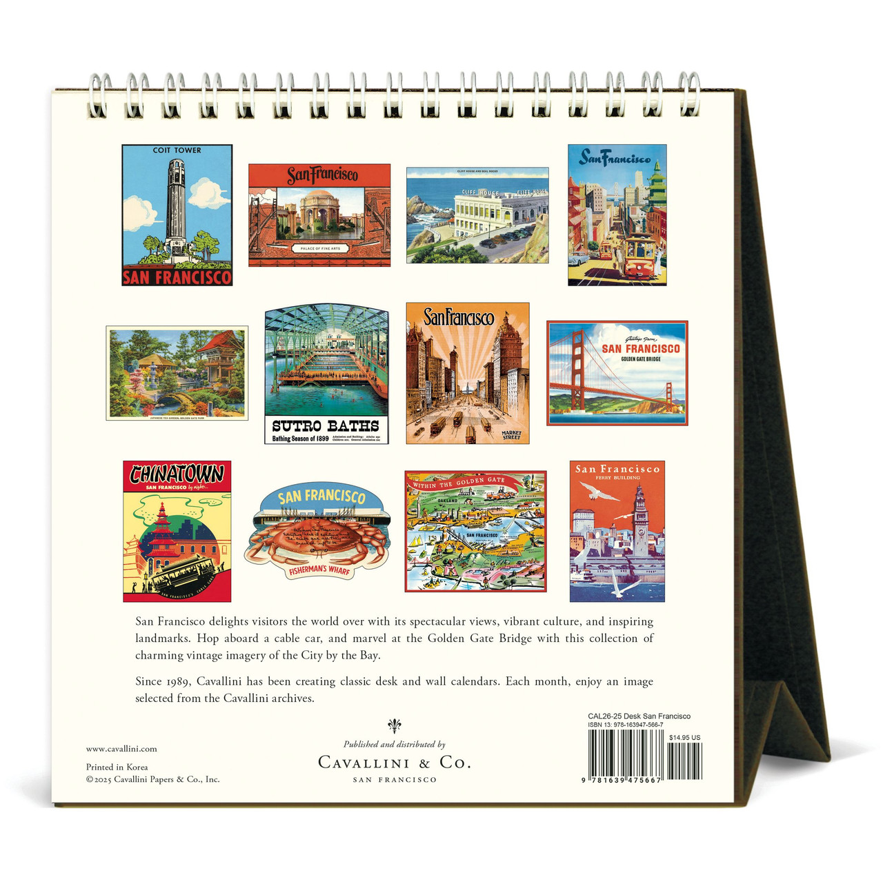 Cavallini 2026 Desk Calendar San Francisco FLAX Art Design CAL26 25 Desk 2