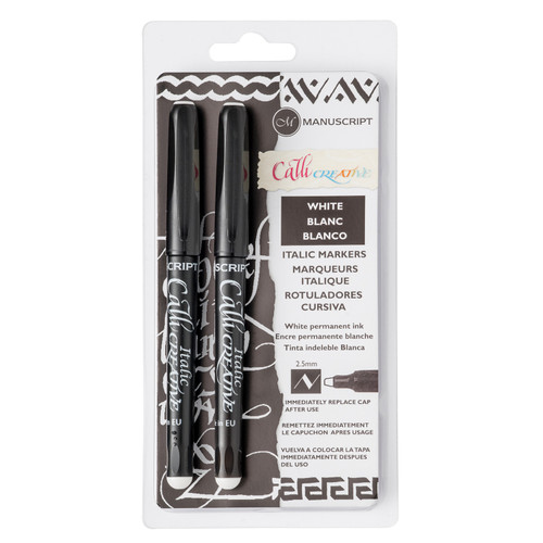 Callicreative White Marker Set contains two 2.5mm tip white markers. 