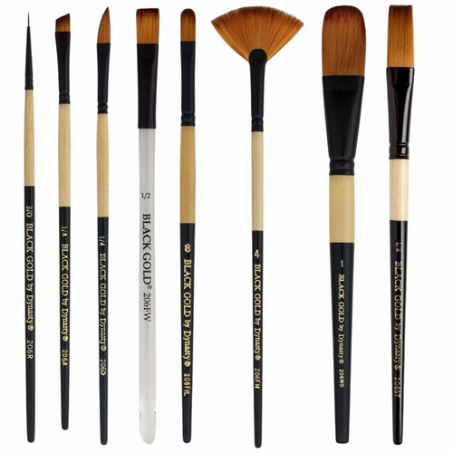 Black Gold Mixed Media Brushes, Short Handle