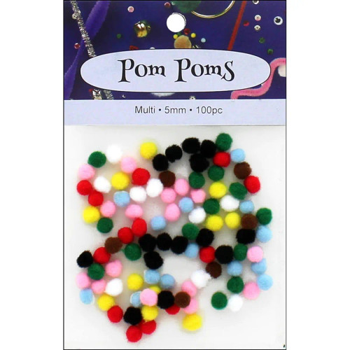 Pom Poms Assorted Pack, 5 mm