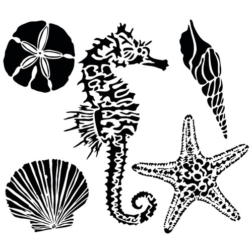 Sea Creatures Stencil, 6" x 6"